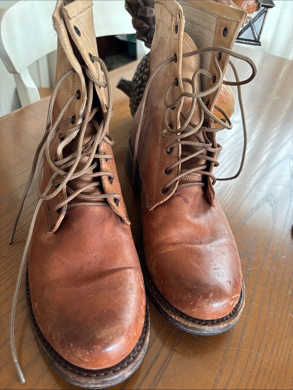 Tan Leather Lace-Up Boots - Picture 5 of 9
